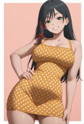 ai_generated amagami-san_chi_no_enmusubi amagami_yae bankai_arts big_ass big_breasts black_hair curvy green_eyes polka_dot thick thick_thighs