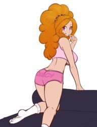 1girls adagio_dazzle ass ass_cleavage bimbo breasts butt_crack crop_top dat_ass equestria_girls female friendship_is_magic hasbro humanized looking_at_viewer looking_back my_little_pony rainbow_rocks scorpdk short_shorts shorts socks solo solo_female spiked_hairband stocking_feet underboob