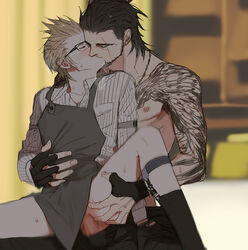 2boys anal anal_sex clothed final_fantasy final_fantasy_xv gay gladiolus_amicitia ignis_scientia kissing male male/male male_only partially_clothed yaoi