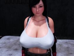 3d animated areola big_breasts black_hair breasts busty curvy erect_nipples erect_nipples_under_clothes final_fantasy final_fantasy_vii final_fuck_7 huge_breasts hyper_breasts long_hair looking_at_viewer nipples shirt_lift sound tifa_lockhart video voluptuous