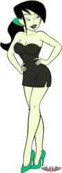 1girls alpha_channel cleavage disney disney_channel dress female for_sticker_use gagala high_heels kim_possible little_black_dress medium_breasts miss_go phillipthe2 png shego short_dress solo sticker_template transparent_background transparent_png