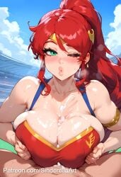 1boy1girl ai_generated busty cheerleader commission cumshot large_breasts large_penis light-skinned_female light-skinned_male paizuri patreon patreon_url patreon_username public pyrrha_nikos red_hair rwby sinderellaart stadium thick titjob voluptuous