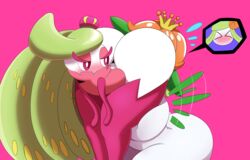 ass blush breasts chubby eyelashes facesitting female huge_ass interspecies large_breasts lilligant mechspazer nintendo no_humans nude pokemon pokemon_bw pokemon_sm red_eyes thick_thighs tsareena white_skin wide_hips