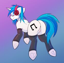 2017 ass blue_hair closed_eyes clothed clothing cutie_mark equine female feral friendship_is_magic hair headphones hooves horn mammal multicolored_hair my_little_pony pony-butt-express pussy solo two_tone_hair underhoof unicorn vinyl_scratch_(mlp)