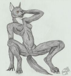 anthro canine female fur furry mammal pinup pose pussy sex traditional_media_(artwork) wolf yenza