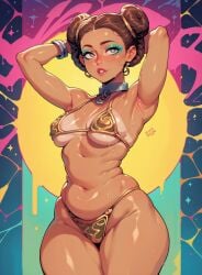 1girls ai_generated artist_request collar female female_only princess_leia_organa slave_bikini slave_collar slave_leia slavegirl solo stable_diffusion star_wars tan tanline thick thick_thighs wide_hips