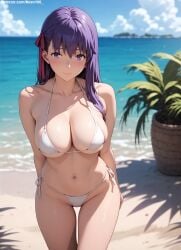 1girls 2d ai_generated bare_shoulders beach big_breasts bikini bikini_bottom bikini_top chest completely_nude completely_nude_female curvy curvy_figure cute detailed eyelashes eyeshadow fate/stay_night fate_(series) female female_focus fit fit_female hair_ornament high_quality large_breasts lips lipstick makeup mascara matou_sakura mature_female naked nero100 nipples no_bra no_panties no_pants no_underwear nude nudity outdoors purple_eyes purple_hair sagging_breasts seductive seductive_look sex stable_diffusion string_bikini tagme topless