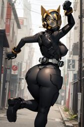 ai_generated armor armored_female ass ass_focus back_view backboob breasts female female_only helmet kamen_rider kamen_rider_geats_(series) kamen_rider_na-go large_breasts looking_at_viewer looking_back thick_ass thick_thighs thighs