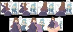 2024 2girls aqua_(konosuba) ass ass_expansion bbw belly belly_expansion belly_overhang big_ass big_belly big_breasts blue_eyes blue_hair breast_expansion breasts brown_eyes brown_hair chubby chubby_female cleavage comic dialogue duharu english english_text expansion fat fat_arms fat_belly fat_female fat_fetish fat_thighs fat_woman female_focus female_only hi_res high_resolution highres huge_ass huge_belly huge_breasts kono_subarashii_sekai_ni_shukufuku_wo! long_hair matching_hair/eyes morbidly_obese morbidly_obese_female napolitane obese obese_female overweight overweight_female sequence speech_bubble ssbbw text thick_thighs thighs weight_gain wide_hips wiz_(konosuba)