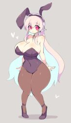 1girls big_breasts breasts bunnysuit clothed cute headphones large_breasts pale_skin red_eyes slim_waist solo_female sonico sunrisenew super_sonico thick_thighs white_hair wide_hips