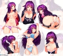 after_sex angry bakemonogatari blowjob blue_eyes bra breasts collage collarbone colored cum cum_drip cum_in_pussy cum_inside cumshot dress ejaculation kiss_mark kissing_penis lace likunea medium_breasts monogatari_(series) multiple_views necklace nipples panties premature_ejaculation presenting presenting_breasts purple_hair pussy school_uniform senjougahara_hitagi tongue uncensored