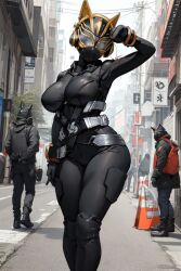 ai_generated armor armored_female breasts female female_only helmet kamen_rider kamen_rider_geats_(series) kamen_rider_na-go large_breasts thick_thighs thighs