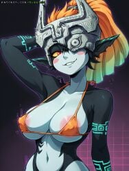 ai_generated bikini blush gigatsu looking_at_viewer midna nintendo seductive seductive_look the_legend_of_zelda visible_nipples