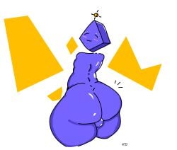 anthro armless backsack big_ass blue_body bottom_heavy floating_head looking_back_at_viewer shiny_ass smiling spaciousdawg thick_thighs wide_hips