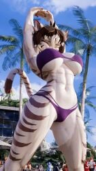 abs alyia_(dividebyzero) big_breasts breasts cat_ears cat_girl danielle_sterling_(spitfire420007) danny_sterling_(spitfire420007) dividebyzero female furry group heart_glasses huge_breasts nisha_(bluedingo) purple_bikini tagme thick_thighs wide_hips