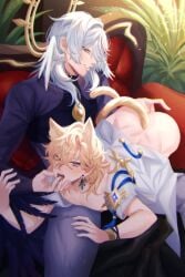 2boys angel_wings animal_ears arm_grab ass ass_up aventurine_(honkai:_star_rail) black_wings blonde_hair blue_hair cat_ears cat_tail catboy crying crying_male crying_while_penetrated crying_with_eyes_open ear_piercing ear_ring earring earrings fangs fingering fingers gay gay_male gay_sex gold_jewelry grin grinning grinning_at_partner halo head_wings hi_res high_resolution highres holding_arm holding_thigh honkai:_star_rail kemono kemonomimi looking_at_another looking_at_partner looking_away looking_back looking_down lying_on_lap lying_on_person lying_on_stomach male male/male male_focus male_only male_penetrating nipples no_visible_genitalia plant purple_eyes saliva saliva_on_tongue sharp_teeth shirt_only sitting sitting_on_chair smile smiling smiling_at_another smiling_at_partner smirk smirking sunday_(honkai:_star_rail) sweat sweatdrop sweating sweaty sweaty_body tear tearing_up tears thigh_grab waist_wings white_wings wings wings_on_head yaoi yellow_eyes yuuanai