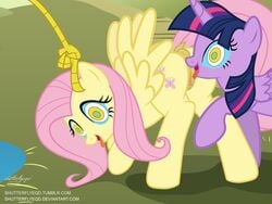 2017 alicorn anus ass clitoral_winking clitoris cutie_mark discord_(mlp) equine feathered_wings feathers female feral fluttershy_(mlp) friendship_is_magic fur grass group hair horn mammal mind_control multicolored_hair my_little_pony outside pegasus pink_hair purple_feathers purple_fur pussy shutterflyeqd spread_wings tongue tongue_out twilight_sparkle_(mlp) wings yellow_feathers yellow_fur