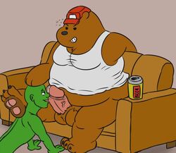 bear cartoon_network erection grizzly_(character) grizzly_bear human male mammal oral penis thevillager we_bare_bears yaoi