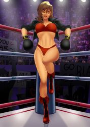 alluring alternate_version_available arena athletic athletic_female big_breasts black_boxing_gloves black_gloves blaze_fielding boots boxing boxing_gloves boxing_ring bra brown_eyes brown_hair female female_abs female_focus fit_female hourglass_figure jacket lipstick long_hair makeup mole mole_under_mouth navel open_jacket panties sega streets_of_rage streets_of_rage_2 tagme wide_hips zuruppi