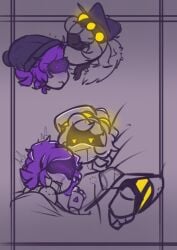 after_sex bite_mark cute flustered glitch_productions kiss_on_forehead murder_drones n_(murder_drones) naked smirk straight tagme uzi_(murder_drones)