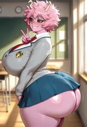 1girls ai_assisted ai_generated big_ass big_breasts civitai curvy female huge_ass huge_breasts kalagod mina_ashido my_hero_academia school_uniform solo tagme thick_thighs wide_hips
