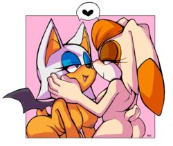 2girls anthro areola ass bat big_breasts breasts chiropteran female female_only heart lagomorph milf misswerehog multiple_girls nipple nude orange_hair rabbit rouge_the_bat sega sonic_(series) tan_body tan_fur teenage_girl teenager vanilla_the_rabbit white_hair wings yuri