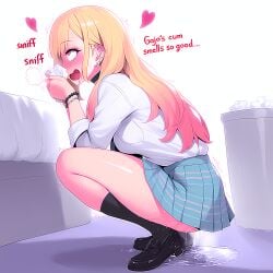 1:1 1girls ai_generated aroused aroused_face aroused_smile background bare_legs bed bedroom blonde_hair blue_skirt blush blushing_female blushing_profusely choker clothed clothed_female clothing color day dripping dripping_pussy dripping_wet drool_on_face drooling ear_piercing english english_text excessive_genital_fluids excessive_pussy_juice female female_focus female_only female_pervert from_side full_body fully_clothed genital_fluids hair_over_shoulder heart hearts_around_head hi_res highres holding_object holding_tissue horny horny_female indoors izacru0 kitagawa_marin leaking leaking_pussy leaning leaning_forward long_hair looking_pleasured looking_up medium_breasts messy motion_lines on_floor on_ground open_mouth pervert piercing pink_eyes pleasure_face pleasured puddle pussy_juice pussy_juice_drip pussy_juice_leaking pussy_juice_puddle pussy_juice_string pussy_juice_trail raised_eyebrows rolling_eyes saliva saliva_trail shiny_skin shirt shoes side_view silly silly_face skirt smell smelling smelly sniffing sniffing_cum socks solo solo_female solo_focus sono_bisque_doll_wa_koi_wo_suru squatting straight_hair text thick_thighs thighs tissue trash_can trembling two_tone_hair used_tissue very_high_resolution wet wet_pussy white_background