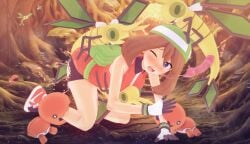 1girls 5boys clothed_sex female gangbang male may_(pokemon) may_(pokemon_emerald) one_eye_closed pokemon pokemon_rse pokephilia rape saliva_string torn_clothes torn_shorts trapinch vibrava witchanon
