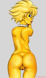 ass ass_focus blue_eyes fox looking_at_viewer looking_back naked naked_female pearl_necklace pussy pussy_focus smile spiky_hair standing the_simpsons yellow_hair yellow_skin