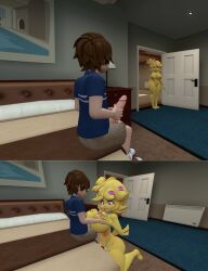 1boy 1girls 3d 3d_(artwork) big_ass big_breasts chiku chiku_(cryptia) chiku_(cryptiacurves) fazclaire's fazclaire's_nightclub female five_nights_at_freddy's fnia fredina's_nightclub furry furry_female gregory gregory_(fnaf) male nude robot robot_girl scottgames sfm straight