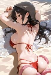 ai_generated beach bikini black_hair clothed_sex female girl morpholi questionable_consent red_bikini tentacle tentacle_penetration tentacle_rape tentacle_sex towel vaginal_penetration