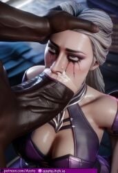1boy 1girls absurdly_large_cock ai_generated aigenerated all_the_way_to_the_base azataai cleavage clothed_female_nude_male cum_in_mouth cum_on_nose curious dark-skinned_male deepthroat female from_above head_grab horny_female huge_cock hugging_legs impossible_fit in_love in_love_with_cock interracial looking_at_penis looking_at_viewer male milf mortal_kombat mortal_kombat_1_(2023) partial_male penis penis_on_face purple_lipstick shiny_skin sindel size_difference taller_male voluptuous_female white_hair