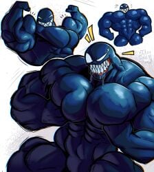 1boy athletic athletic_male bara flexing huge_muscles its_coldpizzart male male_only marvel marvel_comics muscular muscular_arms muscular_male muscular_thighs venom_(marvel)