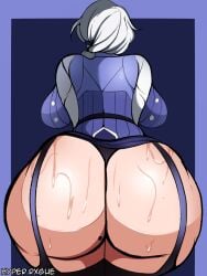 1girls ass ass_focus backboob big_ass big_breasts bottom_heavy breasts bubble_butt dat_ass fat_ass female female_only garter_belt garter_straps gluteal_fold huge_ass hyperrxgue large_ass massive_ass milf mother panties rear_view rwby solo sweat sweaty_ass thick_ass thick_thighs white_hair wide_hips willow_schnee