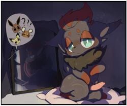 .f_9578 cock_vore furry generation_5_pokemon genitals hi_res male mirror nintendo penile penis pokemon pokemon_(species) vore zorua