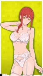 background chainsaw_man garter_belt light_skin makima_(chainsaw_man) pale_skin panties pink_underwear red_hair ringed_eyes signature tagme tim_heyderich twitter_username underwear yellow_eyes