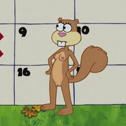 breasts cartoon naked naked_female nickelodeon nude pussy sandy_cheeks spongebob_squarepants squirrel squirrel_tail