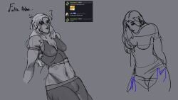 anonymous_character ashe_(league_of_legends) cicerwoah confused discord_(app) disembodied_hands doodle down_with_the_thickness futa_only futanari greyscale league_of_legends penis_outline riot_games screenshot sketch sketch_page skirt skirt_lift solo