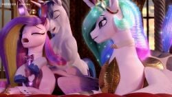 16:9 2025 3d_(artwork) alicorn artist_name clopician cutie_mark digital_media_(artwork) equid equine eyebrows eyelashes female feral friendship_is_magic group hasbro hi_res horn inside male male/female mammal my_little_pony mythological_creature mythological_equine mythology open_mouth princess_celestia_(mlp) sex shining_armor_(mlp) text unicorn widescreen wings