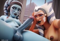 3d aayla_secura ahsoka_tano ai_generated futanari milk_itai penis_in_face selfie star_wars star_wars:_the_clone_wars