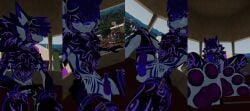 3d 3d_(artwork) betawolfie canine_genitalia canine_penis ferris_wheel foot_fetish furred_dragon harness legs_spread mythology novabeast pawpads paws penis public public_nudity vrchat vrchat_avatar