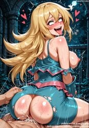 1boy ahe_gao ai_generated anus ass ass_grab bangs bare_shoulders blonde_hair blush breasts clothed_sex clothing cowgirl_position cowgirl_position cum cum_in_pussy dark_magician_girl duel_monster female female from_behind fucked_silly green_eyes heart jousneystudio konami large_breasts long_hair looking_back male nakadashi night nipples nude on_top open_mouth outdoors overflow penis reverse_cowgirl_position rolling_eyes saliva semen sex shiny_skin slap_mark smile solo_focus spread_legs straddling straight sweat symbol-shaped_pupils taken_from_behind teeth thighs tongue tongue_out torn_clothes trembling vagina vaginal_penetration yu-gi-oh! yu-gi-oh!_duel_monsters