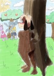 1boy animal_crossing ass digby embarrassed greatink1999 hiding male nude tagme