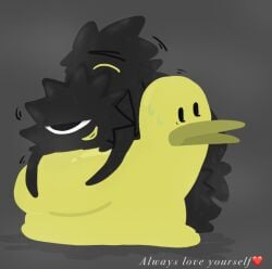 bent_over_object colorbox_(mustard) duck_jelly_(colorbox_mustard) incredibox incredibox_mod male male_penetrating male_penetrating_male pounding rubber_duck selfcest sentient_object sweating