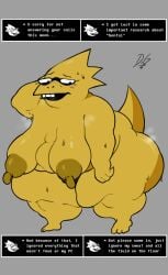 alphys amphibian ass breasts dialogue dickergazer female huge_ass large_ass large_breasts large_thighs naked tagme talking tights undertale undertale_(series) yellow_body