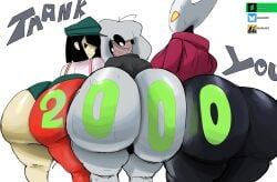 1boy 2girls ass big_ass big_butt both_sexes_in_same_situation bubble_ass bubble_butt ena ena_(dream_bbq) ena_(series) fat_ass fat_butt female femboy ghost_boy gigantic_ass gigantic_butt hollow_knight hornet_(hollow_knight) huge_ass huge_butt large_ass large_butt male napstablook starstar000 thick_ass thick_butt undertale