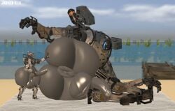 1_eye beach blue_eyes extreme_size_difference femboy grabbing_ass grabbing_own_ass huge_ass huge_balls huge_cock josh-u4 male mecha northstar_(titanfall) posing presenting_hindquarters robot spectre_(titanfall) taller_male titanfall titanfall_2 yoga_mat