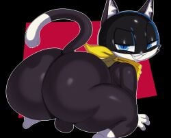 absurd_res anthro ass atlus backsack bent_over digital_media_(artwork) feline furry huge_ass looking_at_viewer looking_back male male_focus male_only megami_tensei megami_tensei_persona morgana_(persona) neckwear persona persona_5 presenting_hindquarters scarf sega semi-anthro simple_background smirk smirking_at_viewer smug solo_male sssonic2 thick_ass thick_thighs yellow_scarf