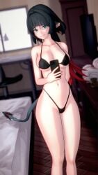 3d bra female jane_doe_(zenless_zone_zero) mirror mirror_selfie mouse_ears mouse_girl mouse_tail mw9 navel panties phone smile solo tail thighs underwear zenless_zone_zero