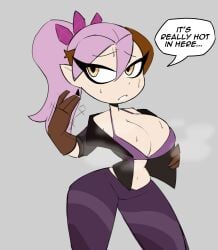 1girls aged_up amity_blight big_breasts bra breasts cleavage clothed female female_only nelljoestar pink_hair ponytail the_owl_house the_owl_house_(finale)